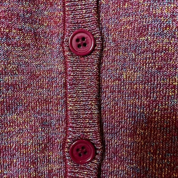 ModCloth Cardigan Womens Size Medium Burgundy Metallic Button Down Sweater - Picture 7 of 16